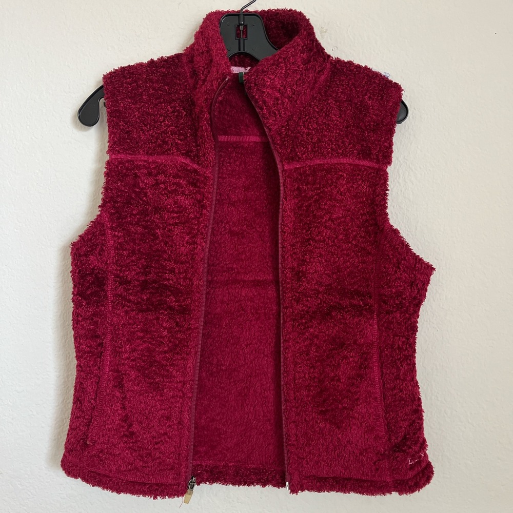 L.L. Bean Red Sherpa Fleece Vest Women's Small‎ Polartec Zip Up Cozy Outdoor